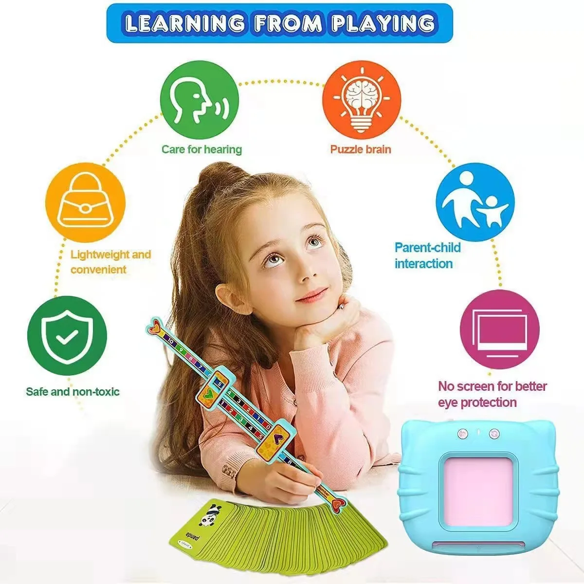 Custom Educational Kids Audible Talking Flash Cards Reader Learning Toys Talking Flashcards