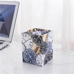 Office stationery cardboard sticker pen organizer pen stand custom fancy office pen holder for desk