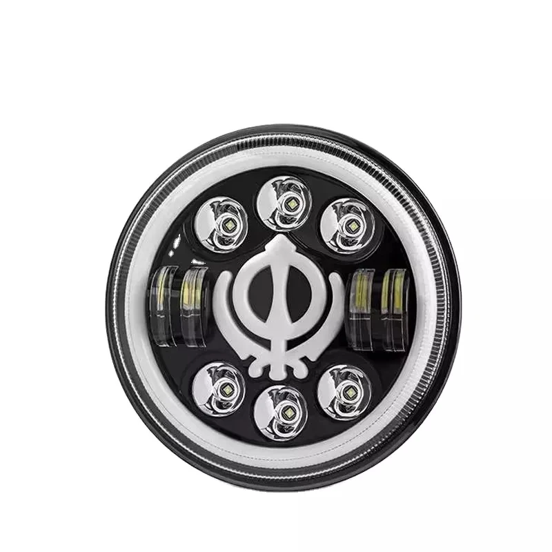 9-32VDC 7 Inch High Power 65W LED Headlight Hi-Lo Beam DRL With Petal Shape Halo Angel Eyes For 4x4 Jeeps SUV