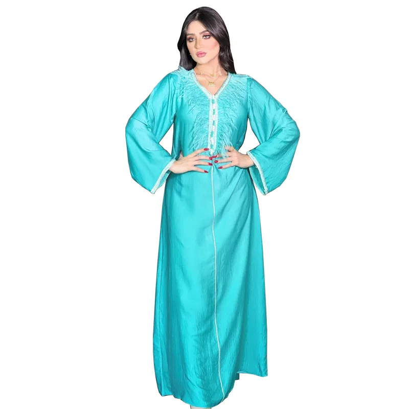 Y AB134 Arab Dubai dress Middle East New traditional muslim clothing Fashion feather stitching robe