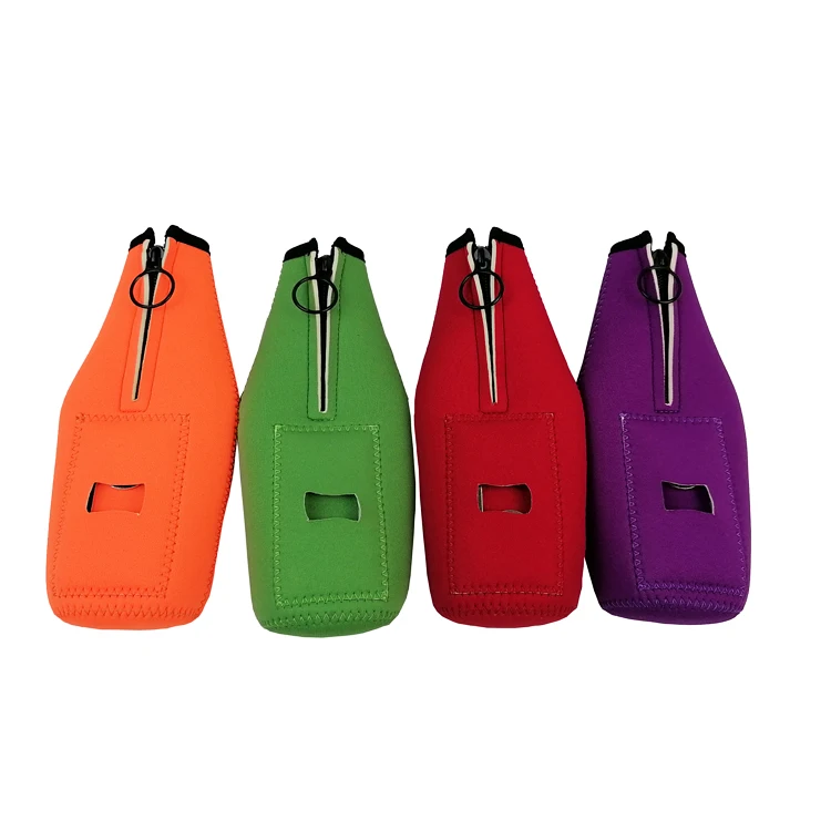 High Quality Custom Logo Insulated Beer Bottle Holder Neoprene Beer Bottle Cooler Sleeve With Removable Opener