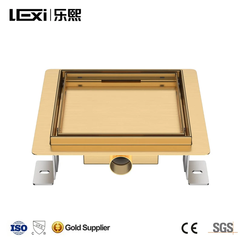 LEXI Kitchen Bathroom Shower Concealed 150mm Square Stainless Steel Anti Odor Floor Drain Core Trap With Tile Insert Grate