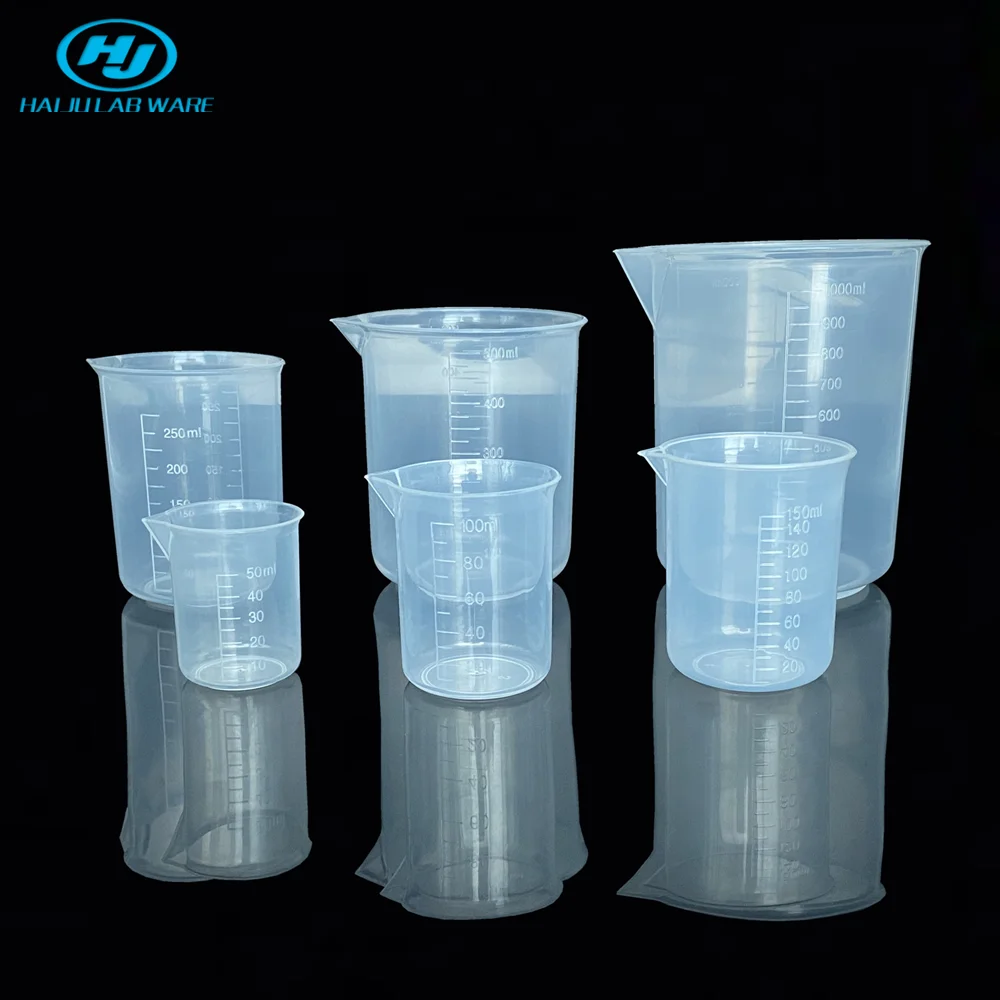 HAIJU LAB Factory Wholesale 25ml 50ml 100ml 150ml 250ml 300ml 500ml 1000ml Graduated Measuring Cups Plastic Beaker