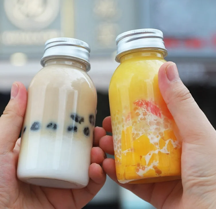 Wholesale 250ml 350ml Mini Soda Bottle Champagne Juice Beverage Drink PET Bottle Plastic Milkshake Bottle