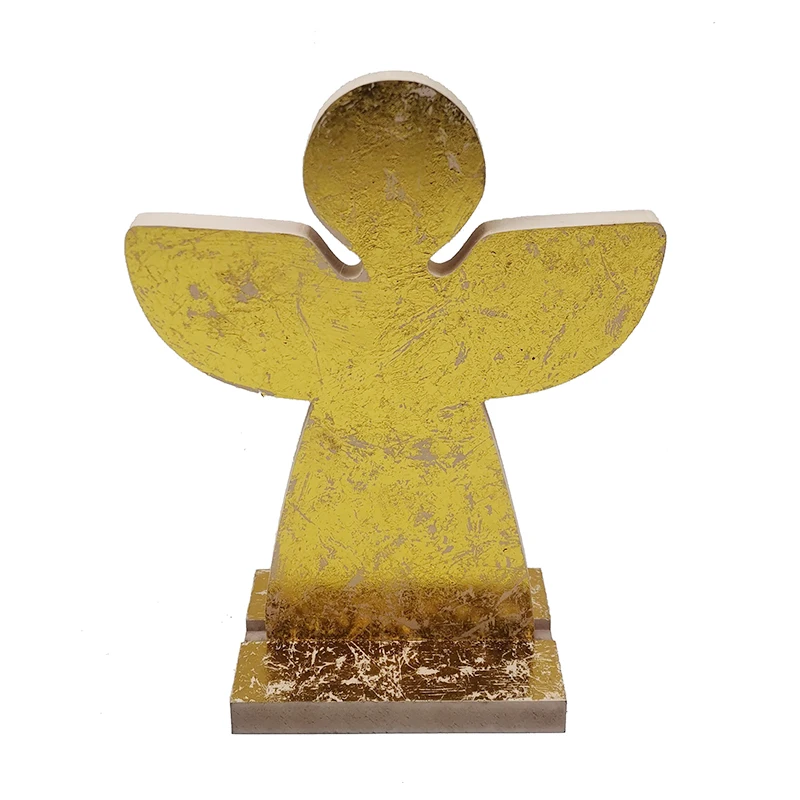 Custom Wood Decor Wood Decor Standing Flat Tree Angel Star Horse with Gold Foil Effect Customized