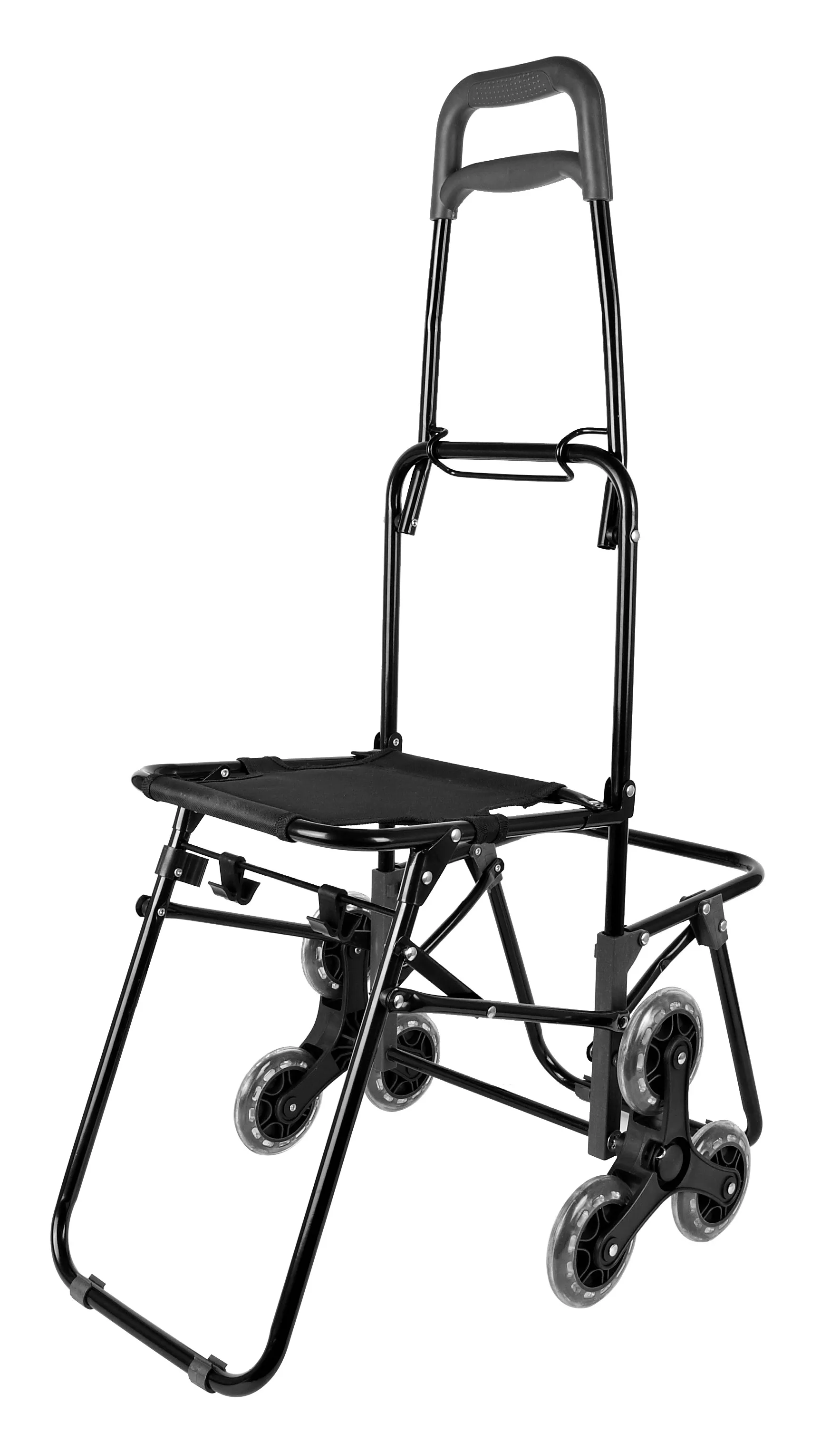 strong  portable 6 wheel shopping trolley cart with seat for climbing stair