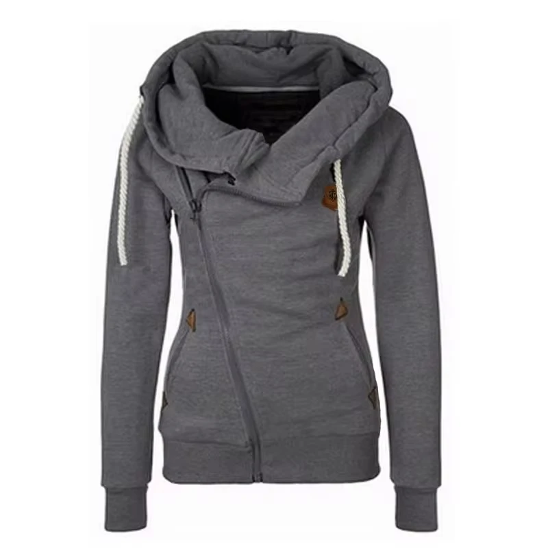 Factory Direct Sale Wholesale New Fashion Woman Sports Personality Side Zipper Hooded Sweatshirt Custom Logo Zip Up Hoodies