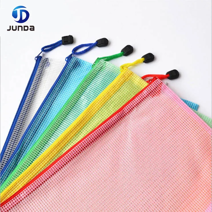 Wholesale customizable color mesh pvc file bag collapsible portable file bag