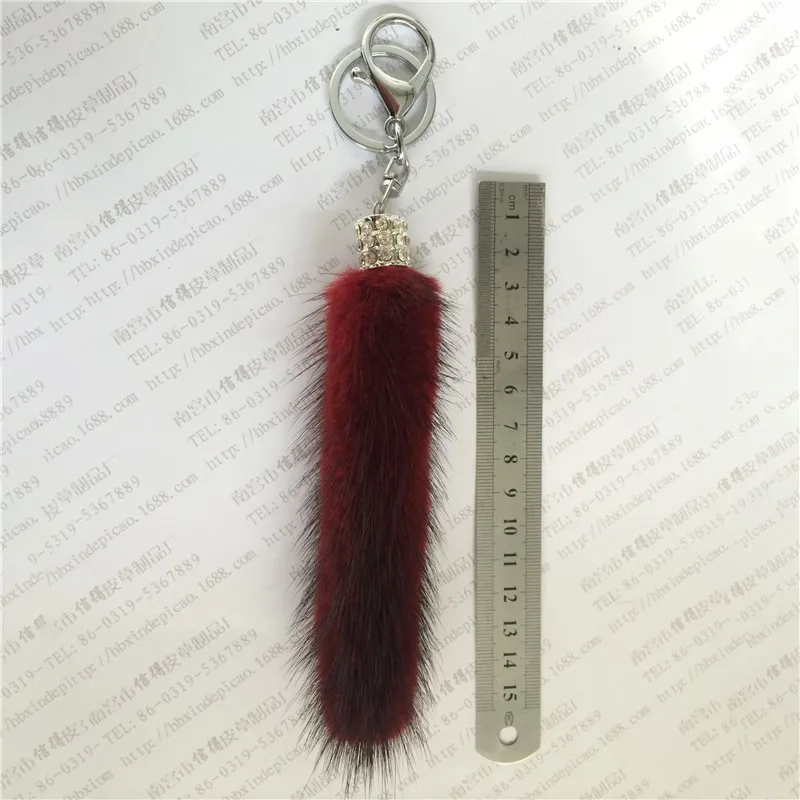 Colorful Designer custom Hotsale mink fur tail with golden keychain self defense keychain Long Fur Ball Keychain For Women Gift (62349559971)