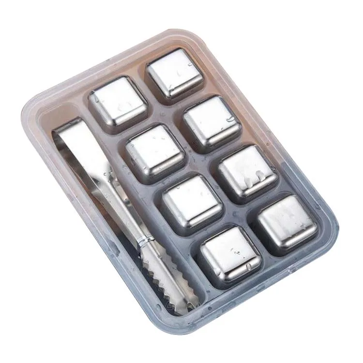 Whiskey  Food Grade 304 Stainless Steel Engraved Whiskey Chilling Wine Stones Ice Cube  for Bar Accessories