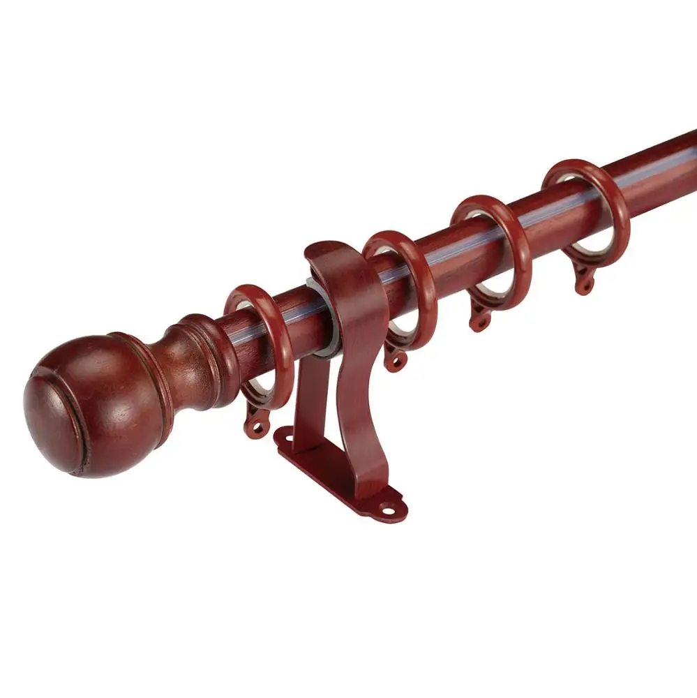 Интерьерные тихие скользящие стержни для занавесок с текстурой древесины эркера