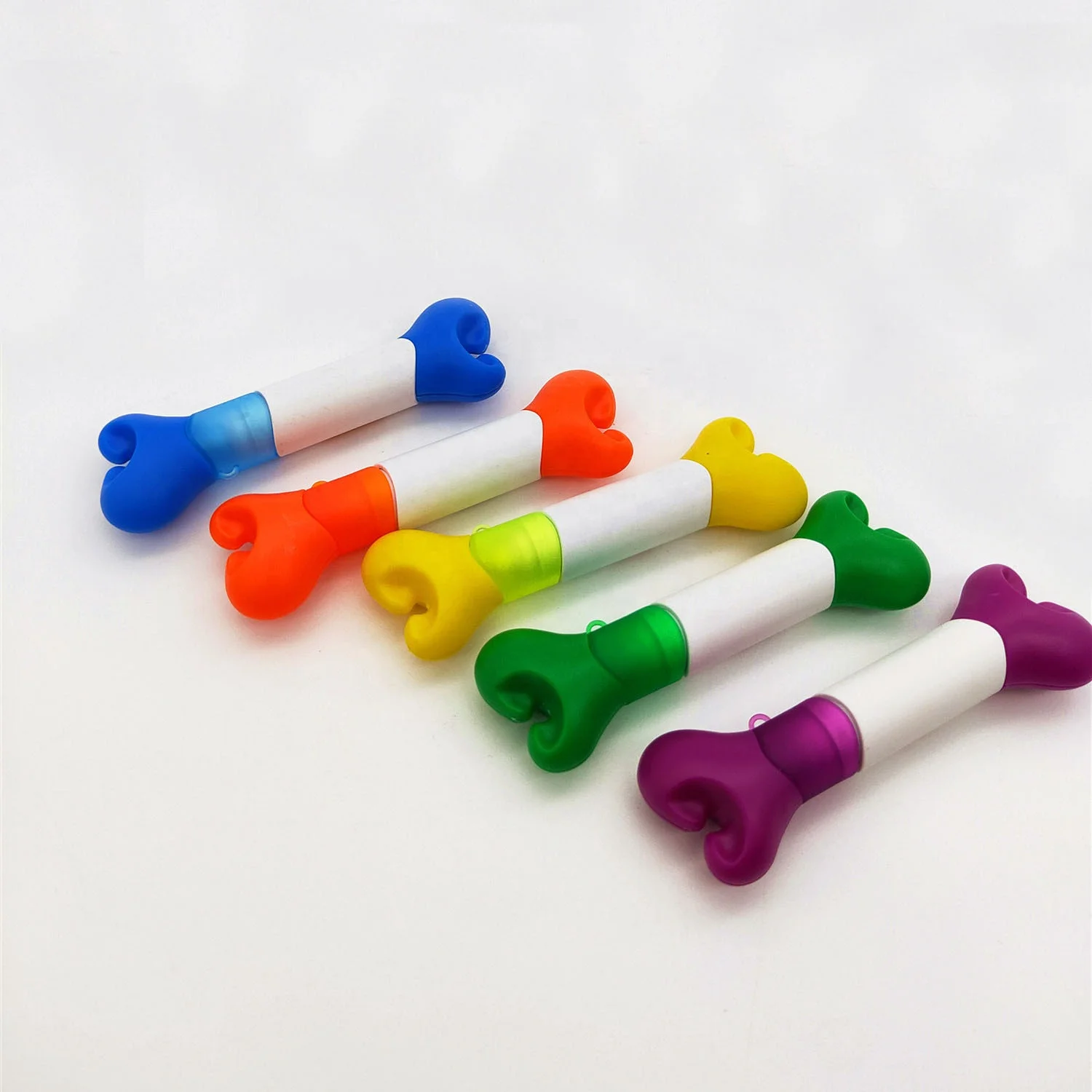 Novelty Lanyard boligrafo Highlighter Short Puppy Bone shape ball pens with printing