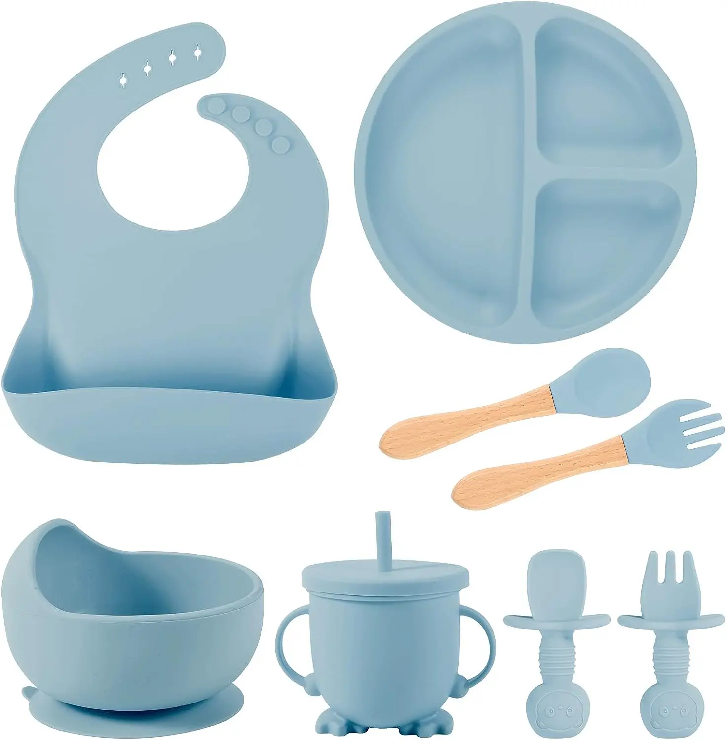 Baby Feeding  Set Utensils   Baby Plates Sets Baby Silicone Tableware  Set