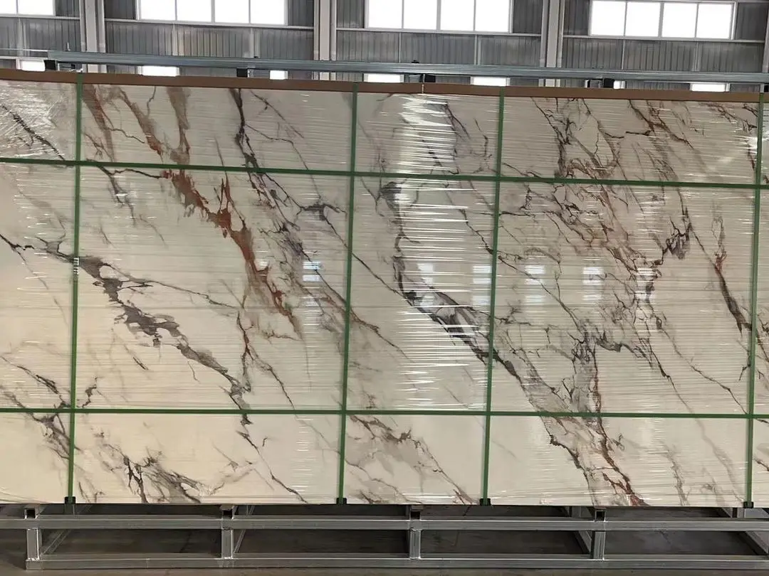 Sintered Stone Slab Calacatta Gold Veins Large Size High Quality Porcelain Slabs for Wall Floor