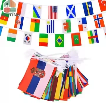 Fast Shipping High Quality 100 flags 25m Polyester World Bunting String Flag Banner For Outdoor Supply