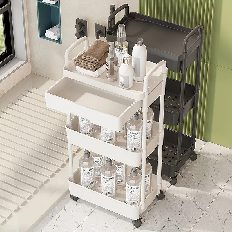 Wholesale Movable portable shelf multi-level kitchen floor mobile vegetable basket Kitchen supplies display hollow tray