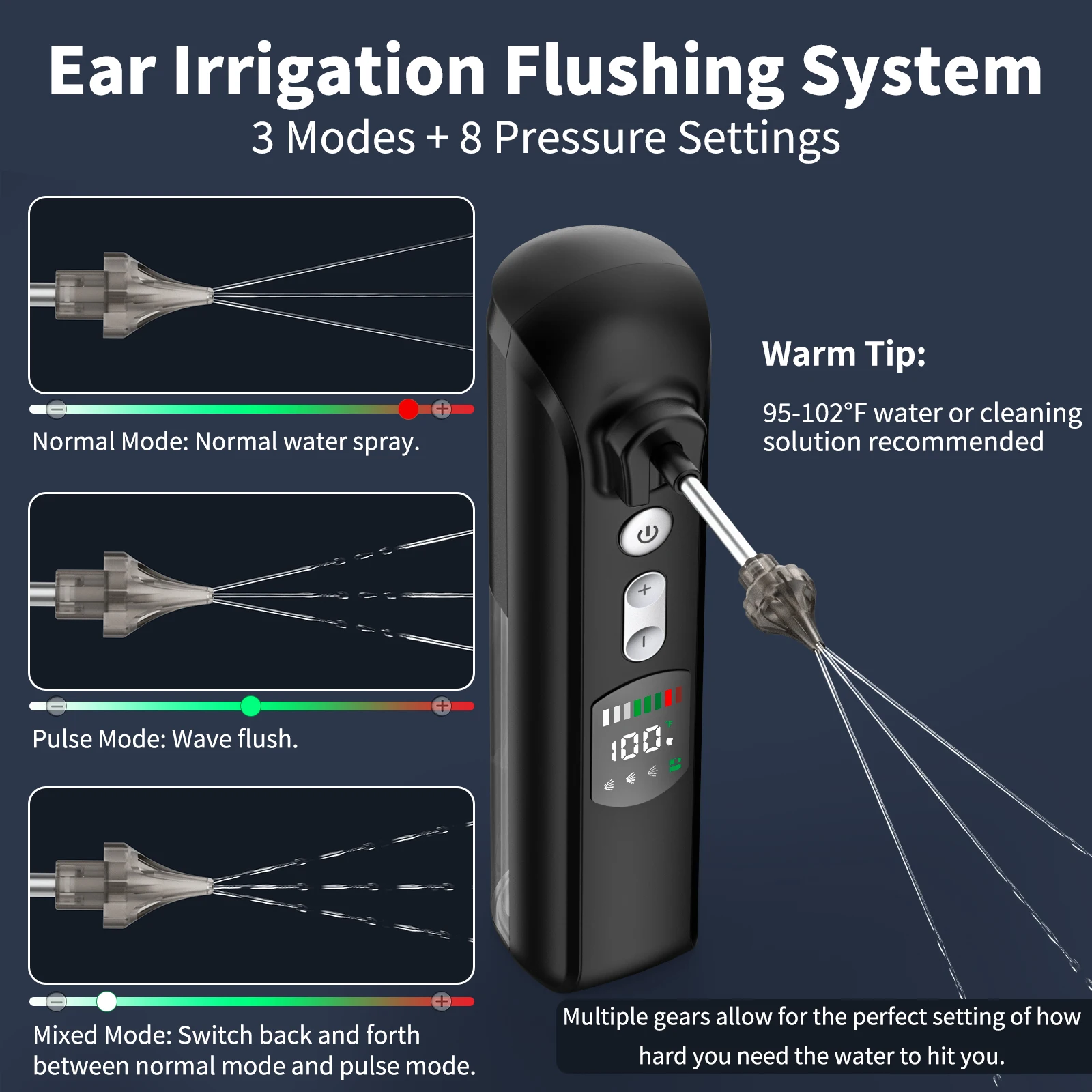 Ear Wax Removal Ear Cleaning Kit Safe Effective Electric Triple Jet Stream Wash Ear Cleaner USB Rechargeable