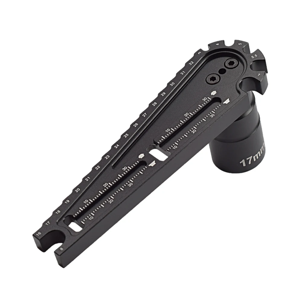 4 in 1Multipurpose Gauge & Hex Socket Wrench for 17mm Hex Wheel Nut for RC Model Repair