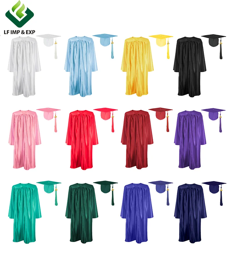 Wholesale graduation dress set including gown, hat, tassel custom graduation gown adult graduation gown