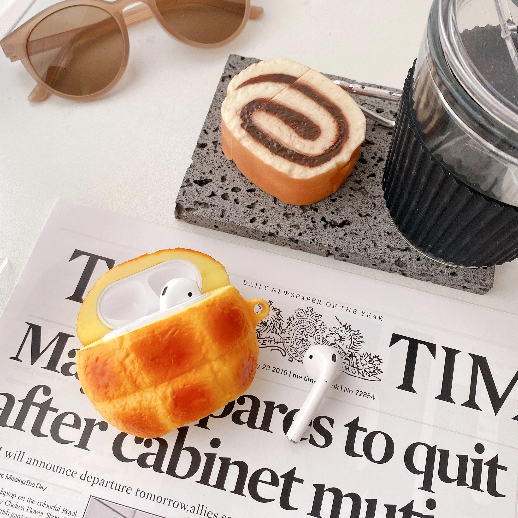 Hot selling Earphone Accessory Mexican Pan Concha Bread Silicone Cute 3D Food Bread Candy For airpods For Ear Pods 1 2 3 pro