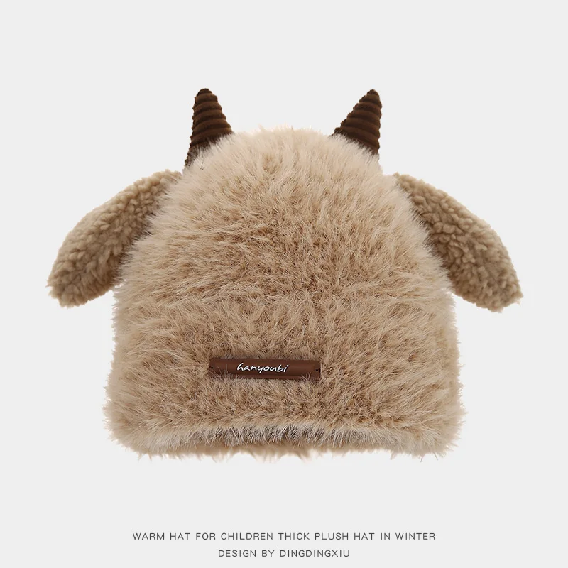 Wholesale Fashion New Deer Design Girls Winter Hat Fuzzy Thick Warm Knitted Winter Beanie Hat