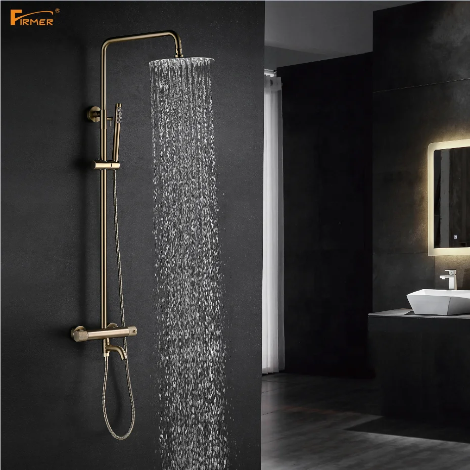 FIRMER 2020 NEW design Sanitary Ware high quality gold  color bathroom rain shower faucet set