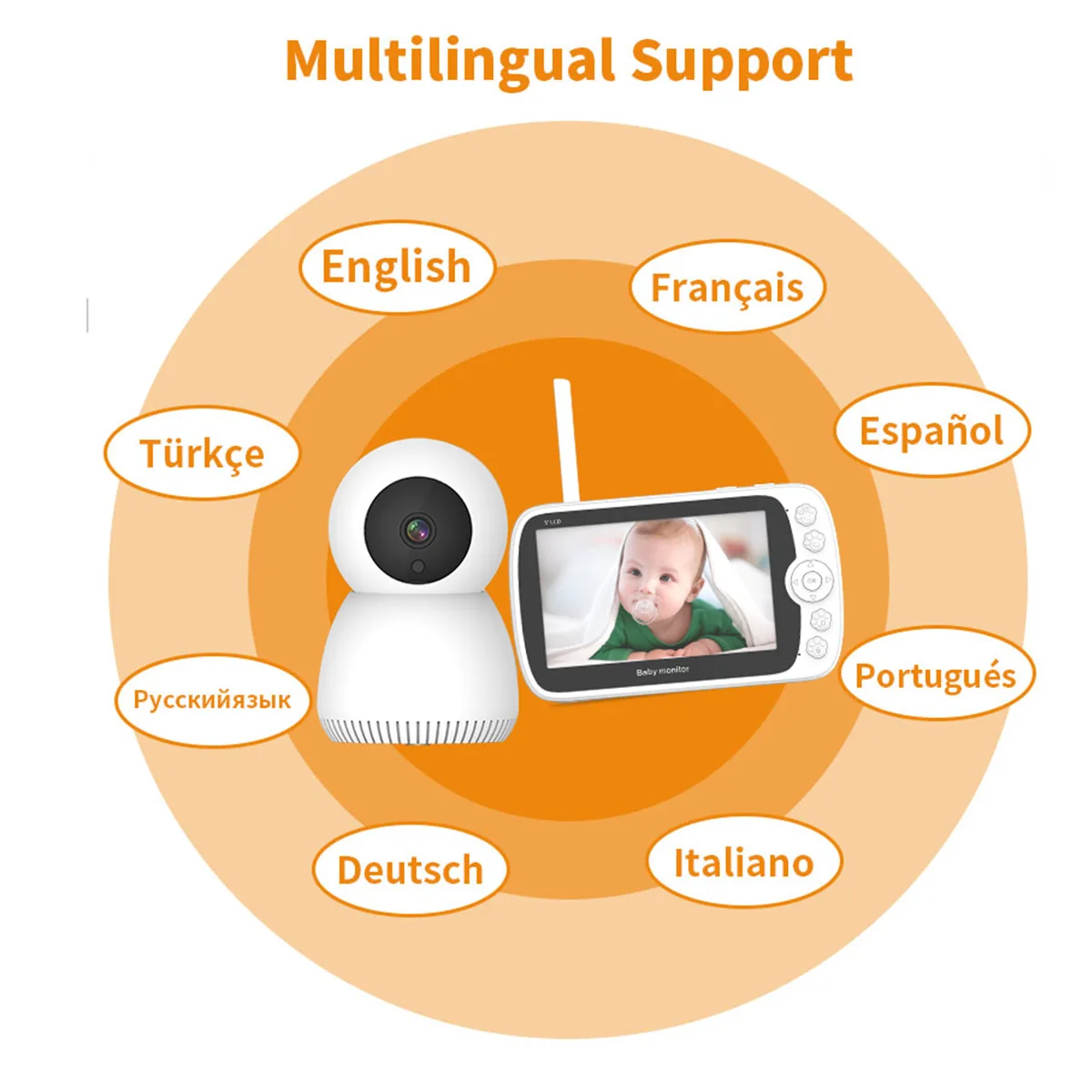 Hot Selling New 5 Inch Large Screen Baby Monitor Home Wireless Baby Pet Camera Smart Monitor