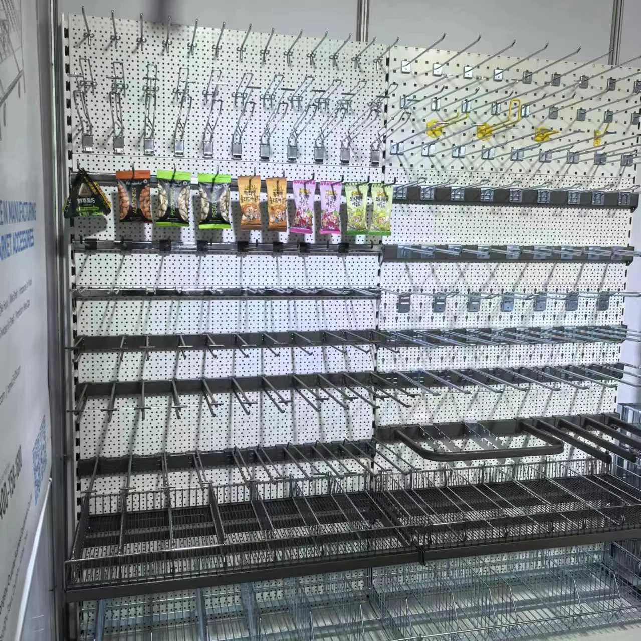 Одноместные и двойные сетчатые Дисплейные Крючки для супермаркетов с металлическим крючком из нержавеющей стали