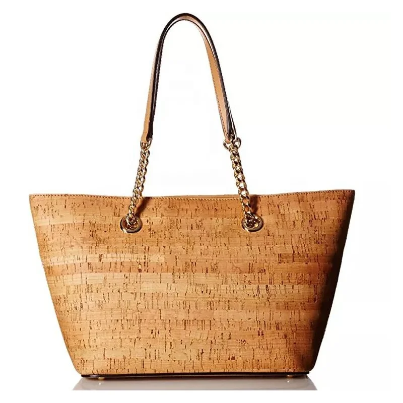Ladies Designer Earth-friendly Cork Tote Shoulder Shopping Bag Comfortable handles with Chain