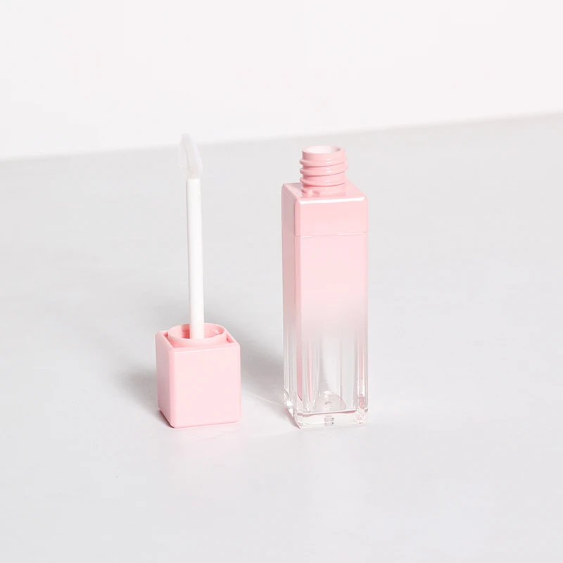 square pink lip gloss tube 8ml cosmetic packaging empty tube