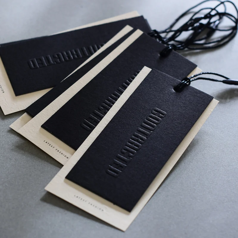 High Quality Luxury 800gsm Embossed Hang Tags Cardboard Garment Tags Custom Hang Tags For Clothing