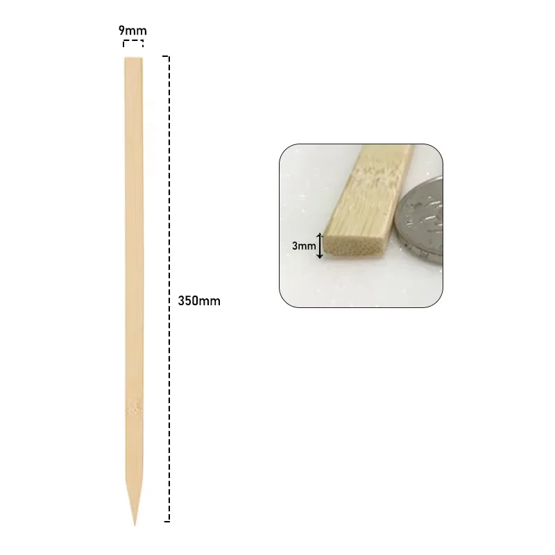 350 mm Biodegradable disposable Design Natural Environmental Protection Skewer Disposable Bamboo Stick for barbecue