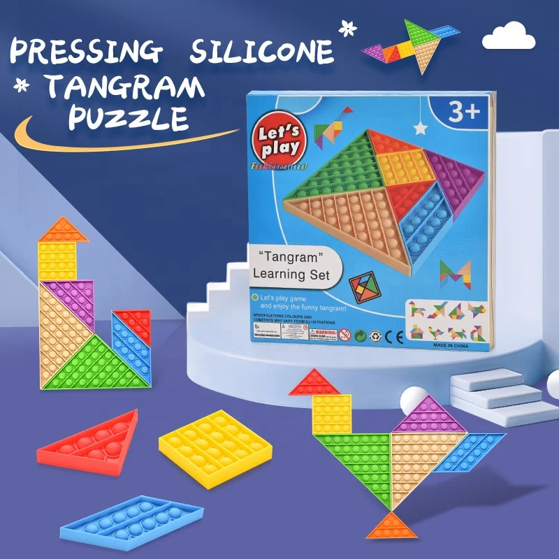 New Design Hotsale Pressing Silicone Tangram Puzzle Games for Children