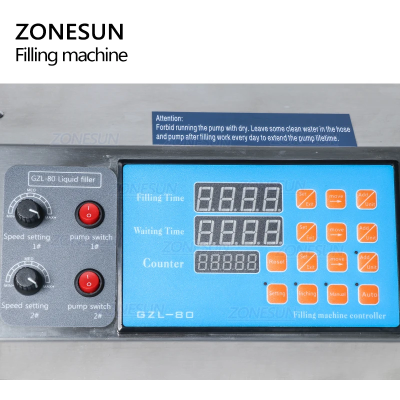 ZONESUN Gear Pump Bottle Water Filler Semi Automatic Liquid Vial Filling Machine for Juice Alcohol Beverage Drink Oil Perfume