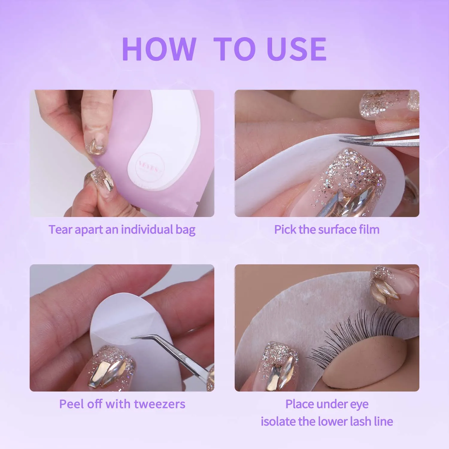 VEYES Wholesale Gel Pads Lash Lint Free Eyepatch Collagen Eyepad Eyelash Extensions Under Eye Gel Pads For Eyelash Extension