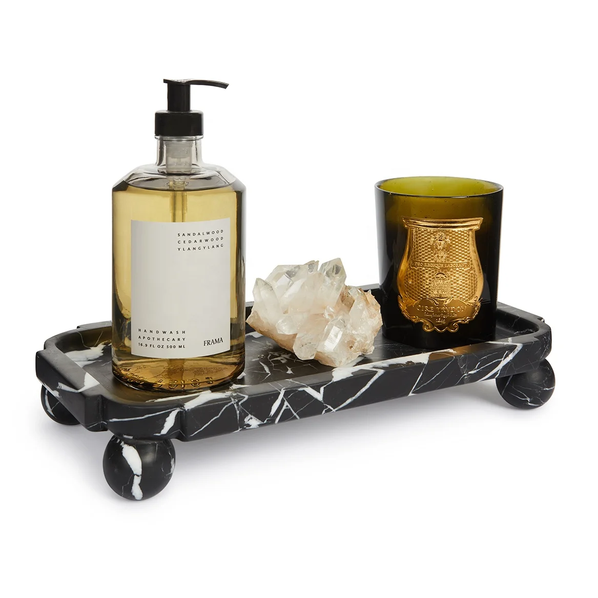 Nero marquina marble rectangle tray with leg