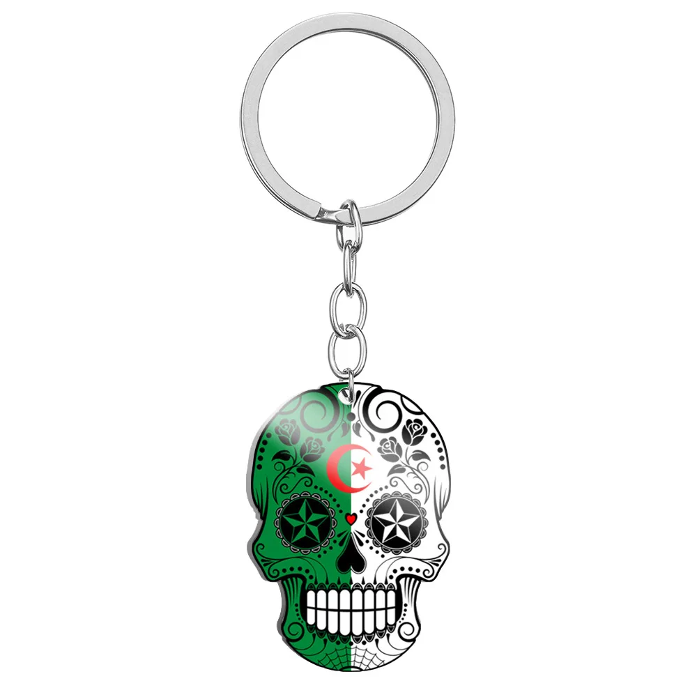 Wholesale High Quality World Metal Puerto Rican Halloween Keychain Peace Pendant Lobster Button Key Ring
