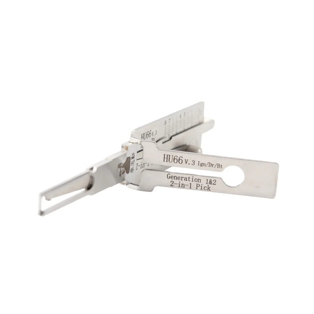 Original lishi locksmith tools HU66 Ign 2 in 1 auto lock pick and decoder lishi V.3 HU66 Ign/Dr/ Bt lock pick set car Key Reader
