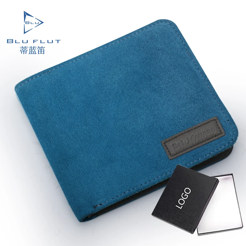 Bal manent  blue men genuine leather wallet multi card slot custom  leather mens short wallet