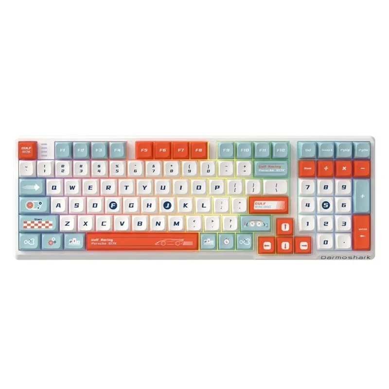 Darmoshark K7pro BT Wireless Tri Mode Gaming Mechanical Keyboard Hot Swap 98Keys Silver Yellow Switch RGB Backlig