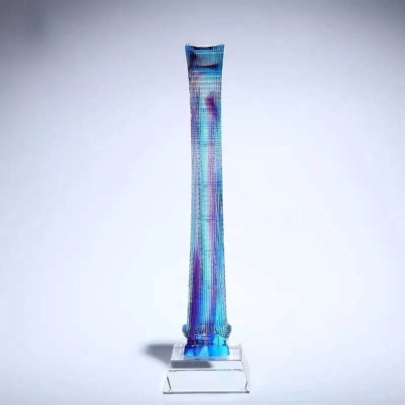 G164 Ancient Glass Beijing China Zun CITIC Building Contemporary Famous Architectural Model Tourist Souvenirs High-grade Gifts