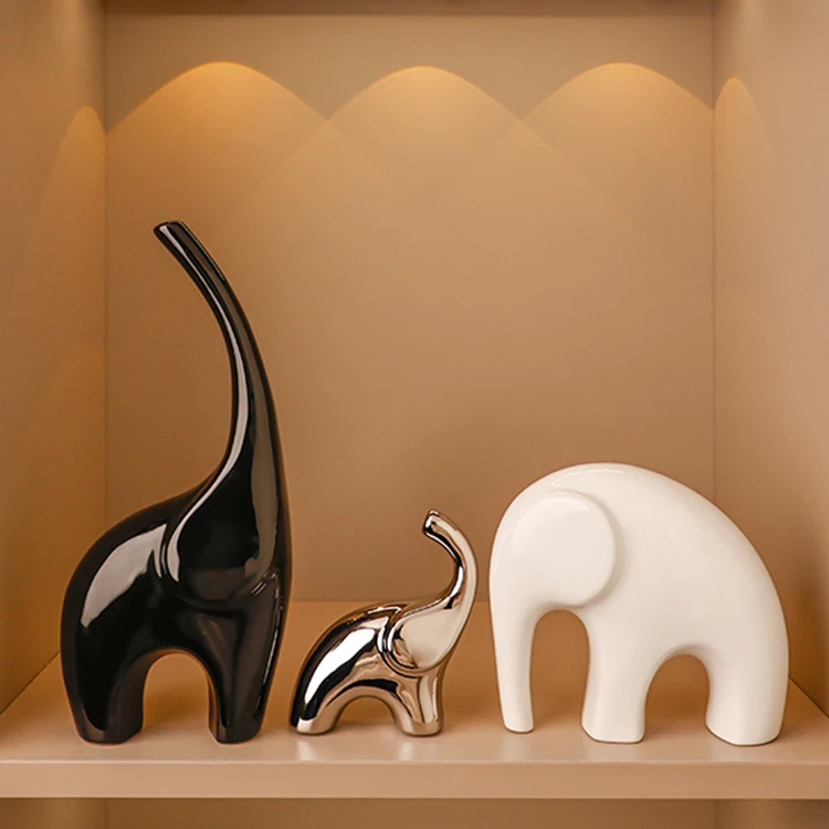 Three Elephant Ornaments To Attract Wealth Light Luxury High-end Home Wine Cabinet Decoration Sculpture Living Room Office Gifts