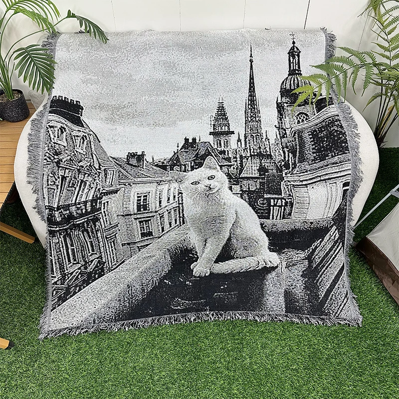 Animal series jacquard woven blankets wholesale High Quality Gobelin Tapestry blankets woven custom