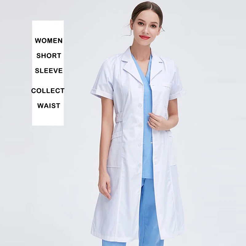 wholesale Long-sleeved white lab coat experimental uniform cotton White workwear food factory work suit