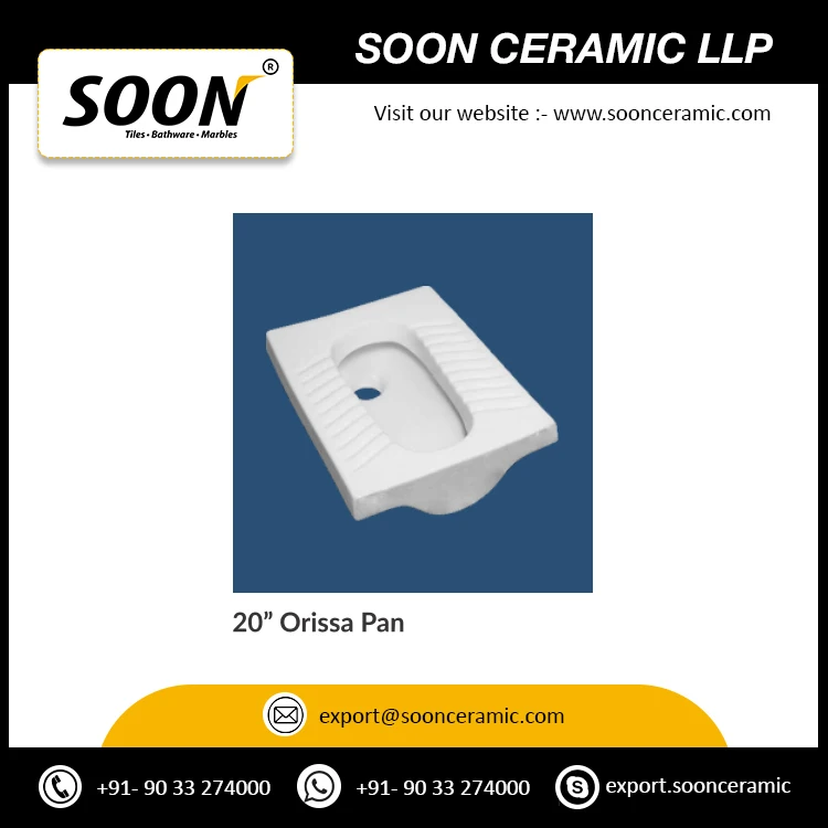 Top Quality Best Selling White Ceramic Squatting Toilet Pan for Bathroom for Worldwide Export from India