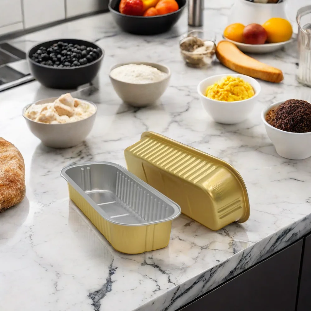 pancakes with transparent leads aluminium pack foil  200ml Mini loaf pan with plastic lids  and sticker