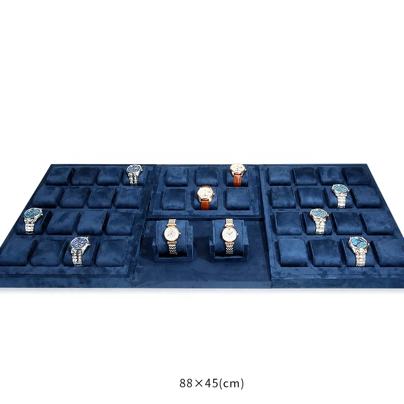 Fashion Navy microfiber counter display Jewelry props Display high quality watch display props