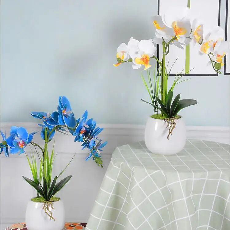 Manufacturer Direct Potted Orchid Silk Flowers Home Wedding Artificial Real Touch Latex Orchid Weed Plant Bonsai For Indoor