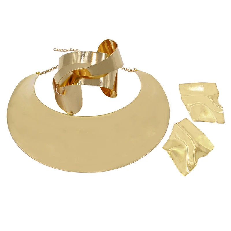 Yulaili Luxury Brazilian Gold Plating Brass Jewelry Sets Bridal Imitation Costume Jewellery Set Dubai 24 Carat Gold Necklaces