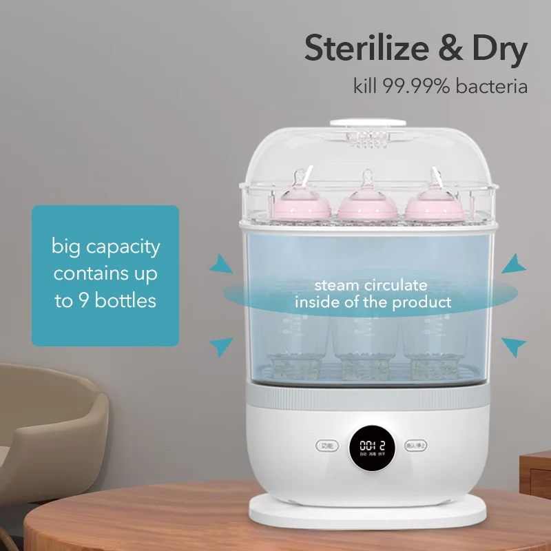 Multifunction Baby Bottle Steam Sterilizer Dryer for Baby Products Sterilizer Large Capacity And 99.99% Cleaned